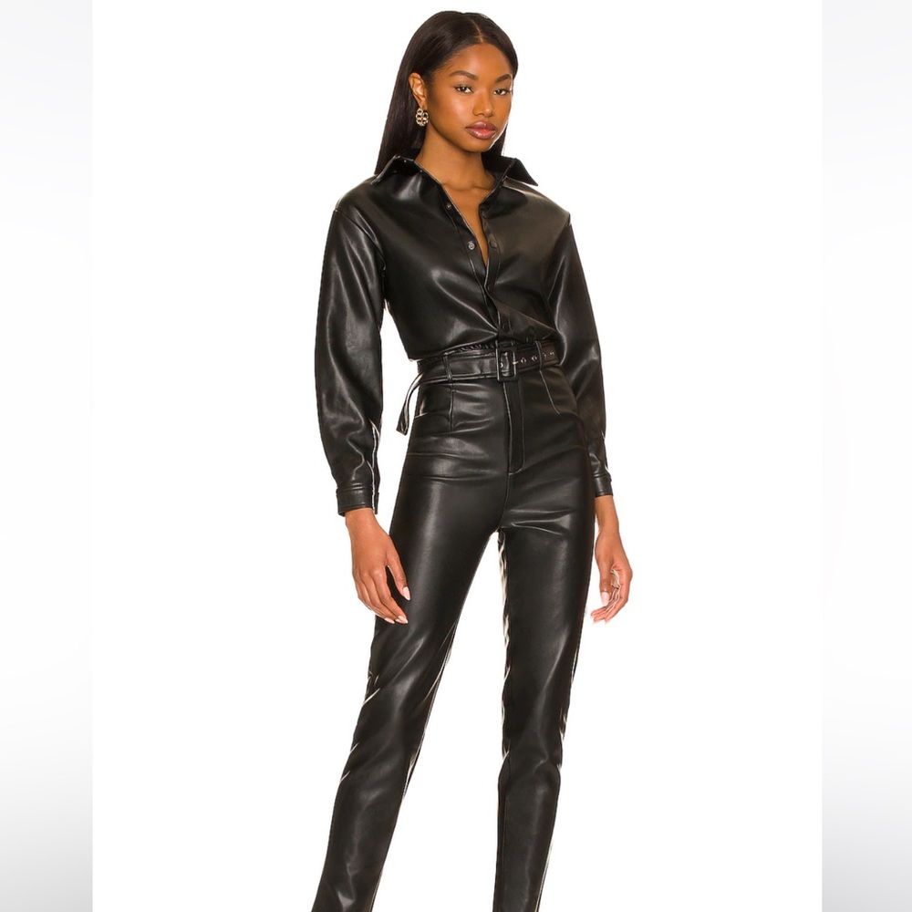 REVOLVE LEATHER JUMPSUIT